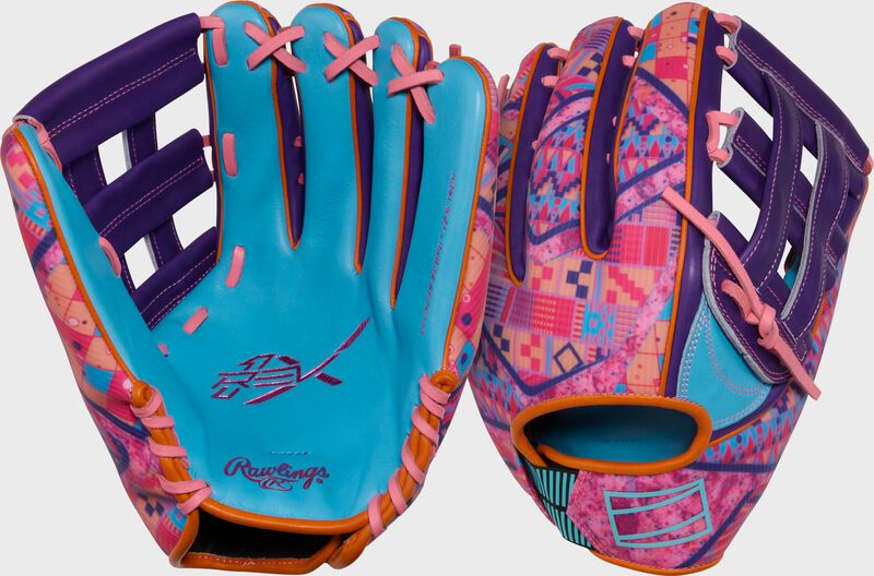 Rawlings Rev1X Series 12.75-Inch Baseball Glove - Left Hand Thrower - Columbia Blue/Purple