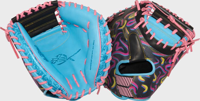 Rawlings Rev1X Series Catchers Mitt 34-Inch Baseball Glove - Right Hand Thrower - Columbia Blue/Black