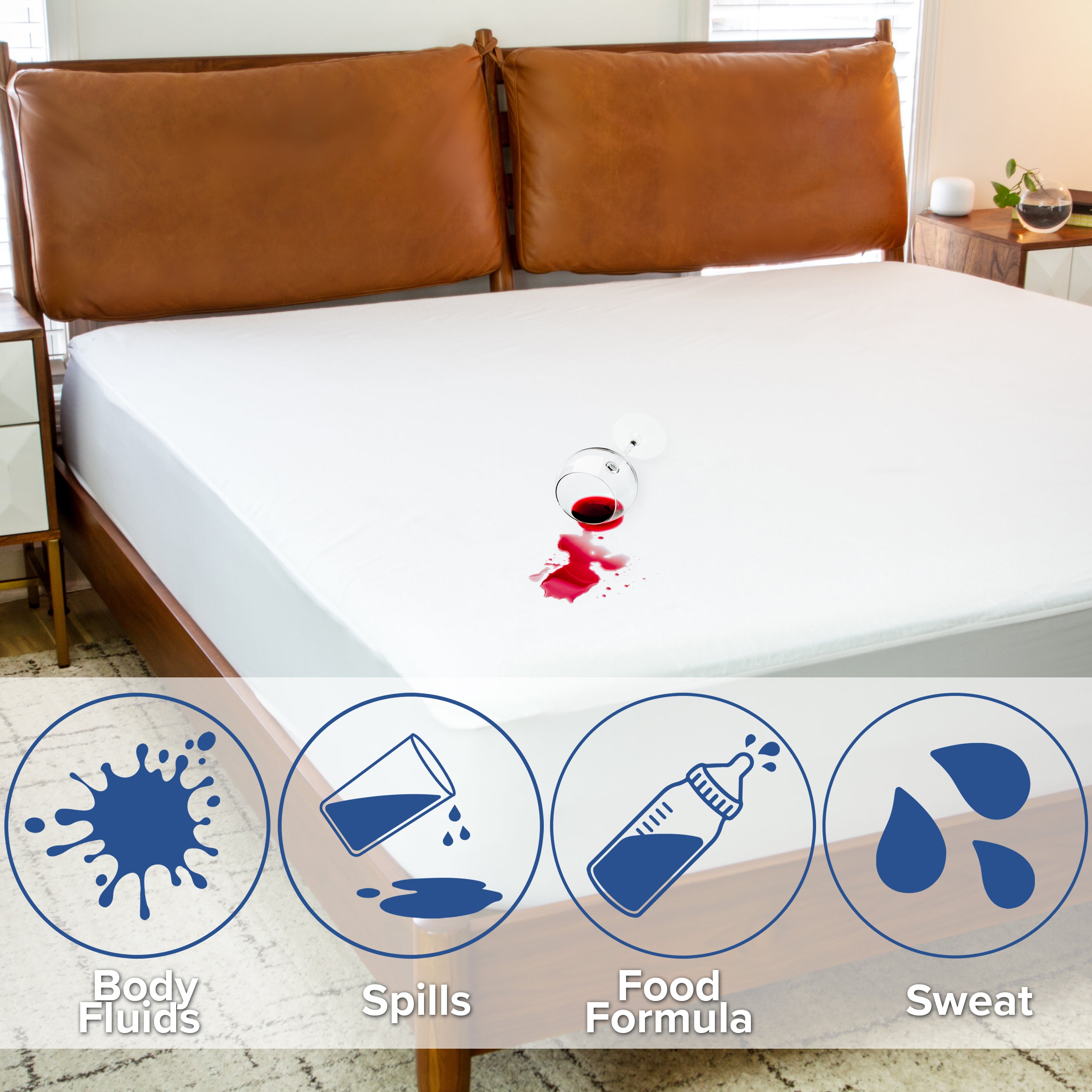Capri Comfortable Sleep Premium Fitted 100% Waterproof-Hypoallergenic Vinyl Free Mattress Protector - Breathable Fabric Surface, Full