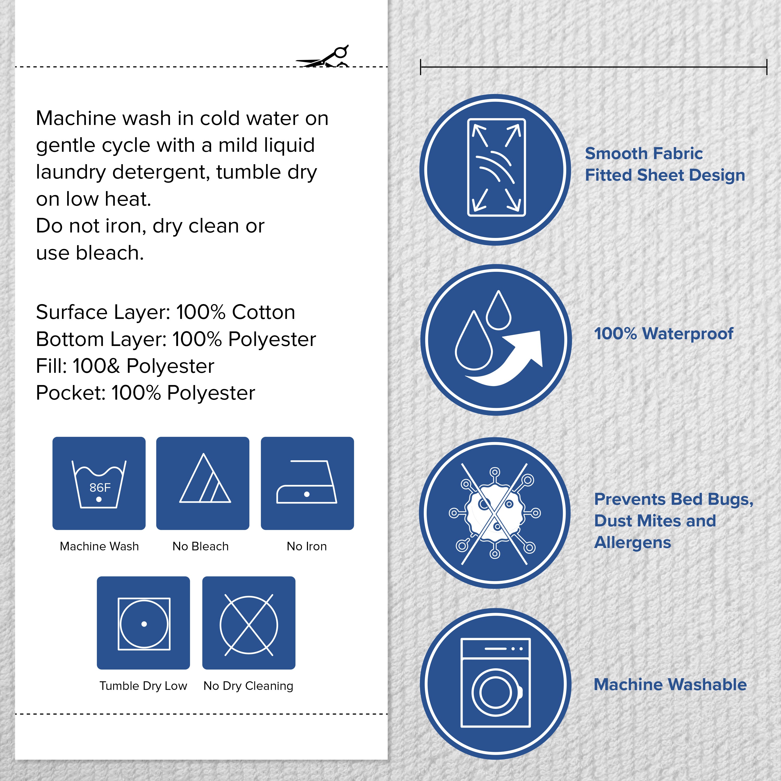 Capri Comfortable Sleep Premium Fitted 100% Waterproof-Hypoallergenic Vinyl Free Mattress Protector - Breathable Fabric Surface, King