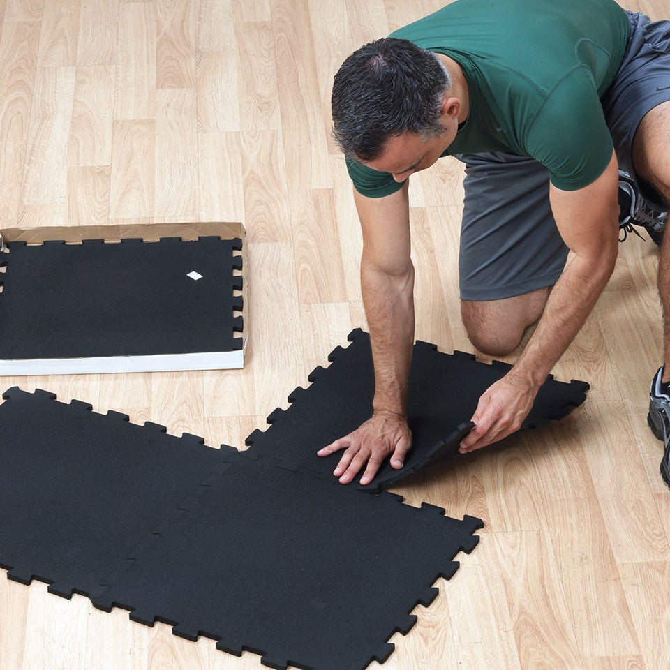 4 Piece Puzzle Mat, 19.7" Square, 7/16" Thick, Gray Speck