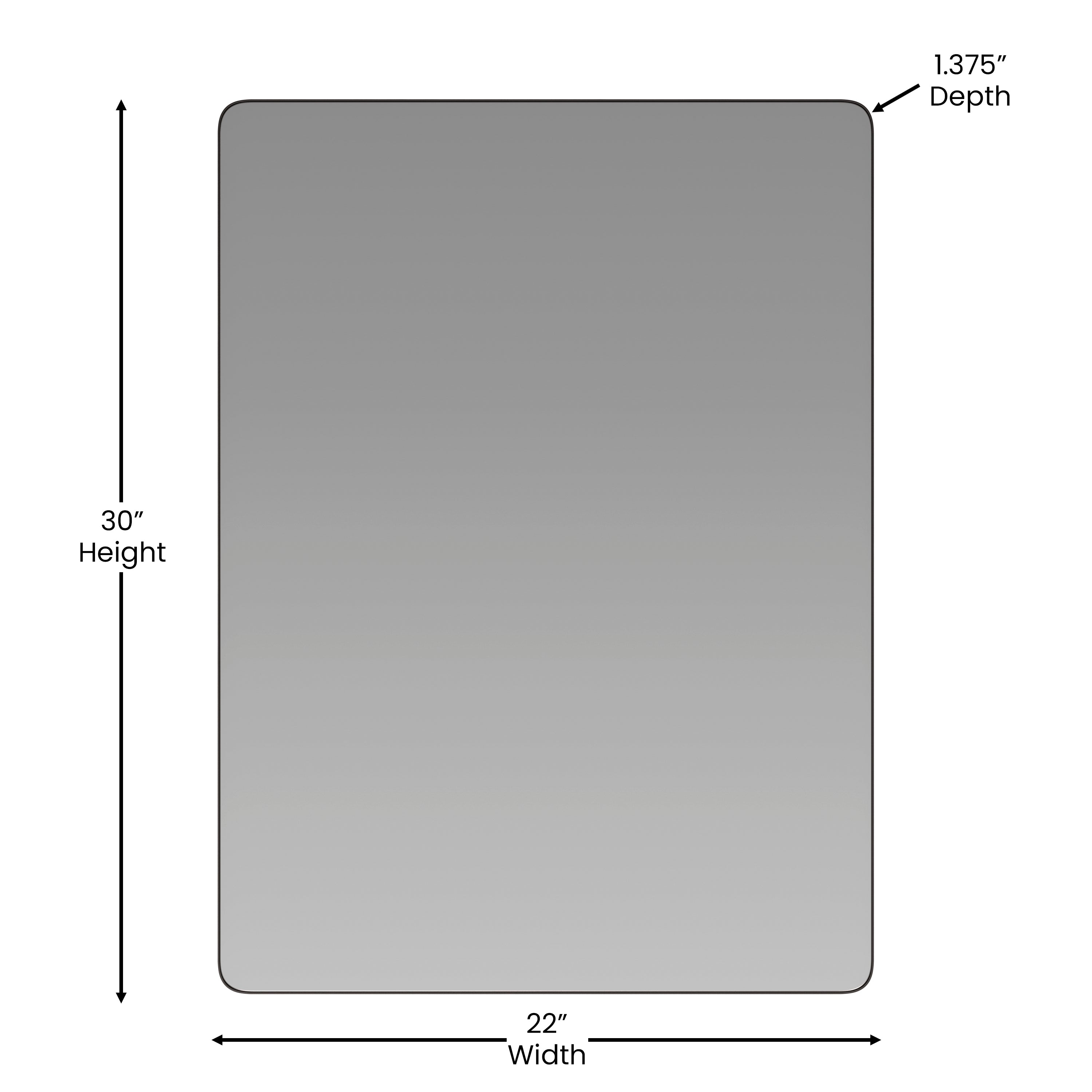 Susan 22" x 30" Decorative Wall Mirror - Rounded Corners, Bathroom & Living Room Glass Mirror Hangs Horizontal Or Vertical, Black