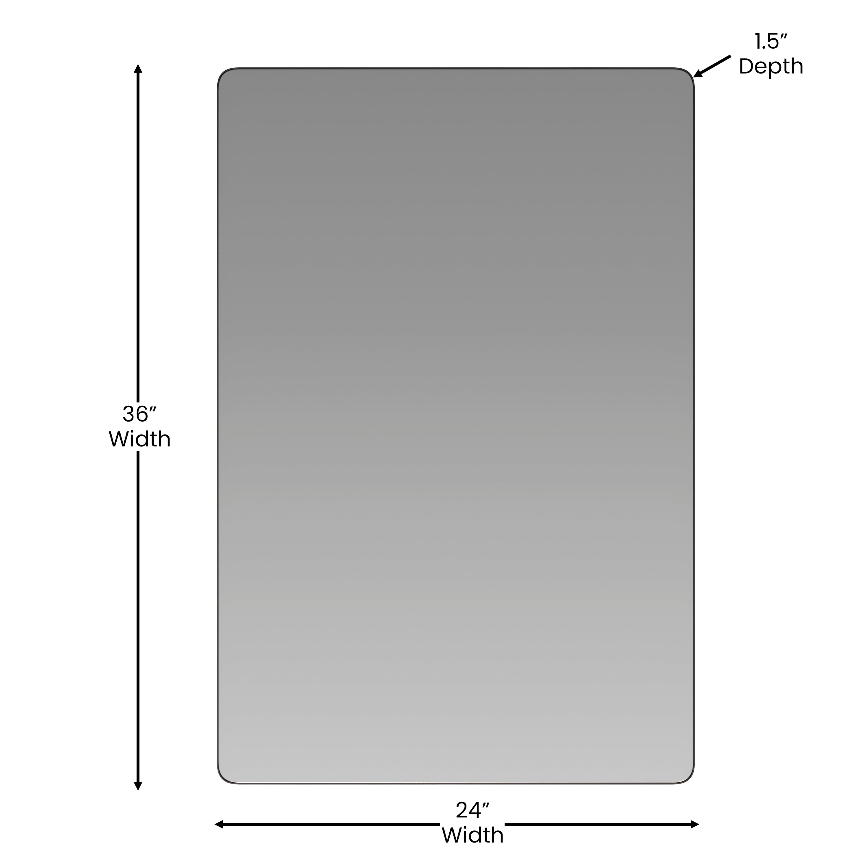 Susan 24" x 36" Decorative Wall Mirror - Rounded Corners, Bathroom & Living Room Glass Mirror Hangs Horizontal Or Vertical, Black