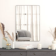 Susan 24" x 36" Decorative Wall Mirror - Rounded Corners, Bathroom & Living Room Glass Mirror Hangs Horizontal Or Vertical, Black