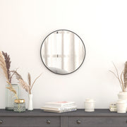 Julianne 20" Round Black Metal Framed Wall Mirror - Large Accent Mirror for Bathroom, Vanity, Entryway, Dining Room, & Living Room