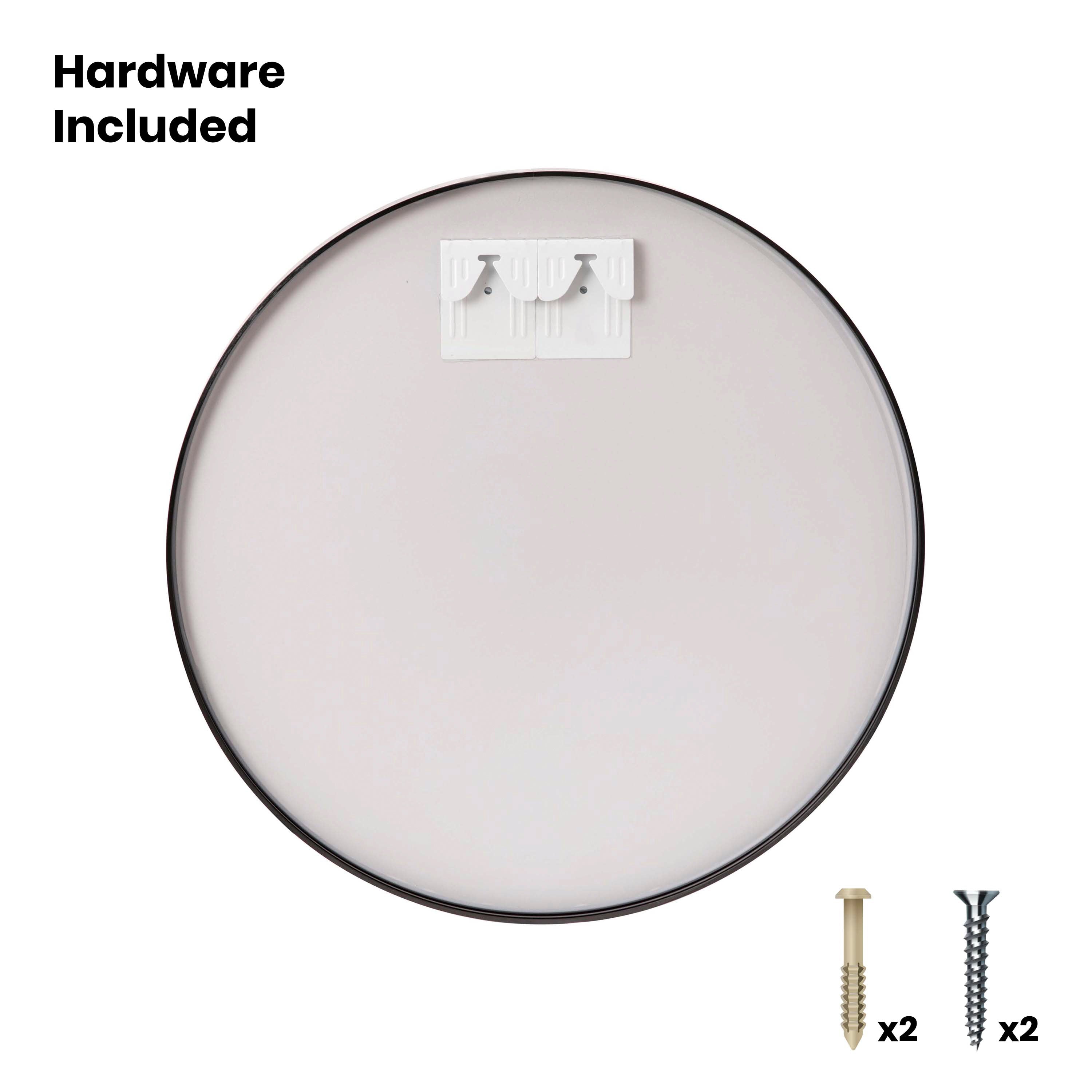 Julianne 24" Round Black Metal Framed Wall Mirror - Large Accent Mirror for Bathroom, Vanity, Entryway, Dining Room, & Living Room