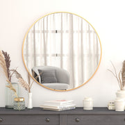 Julianne 36" Round Gold Metal Framed Wall Mirror - Large Accent Mirror for Bathroom, Vanity, Entryway, Dining Room, & Living Room
