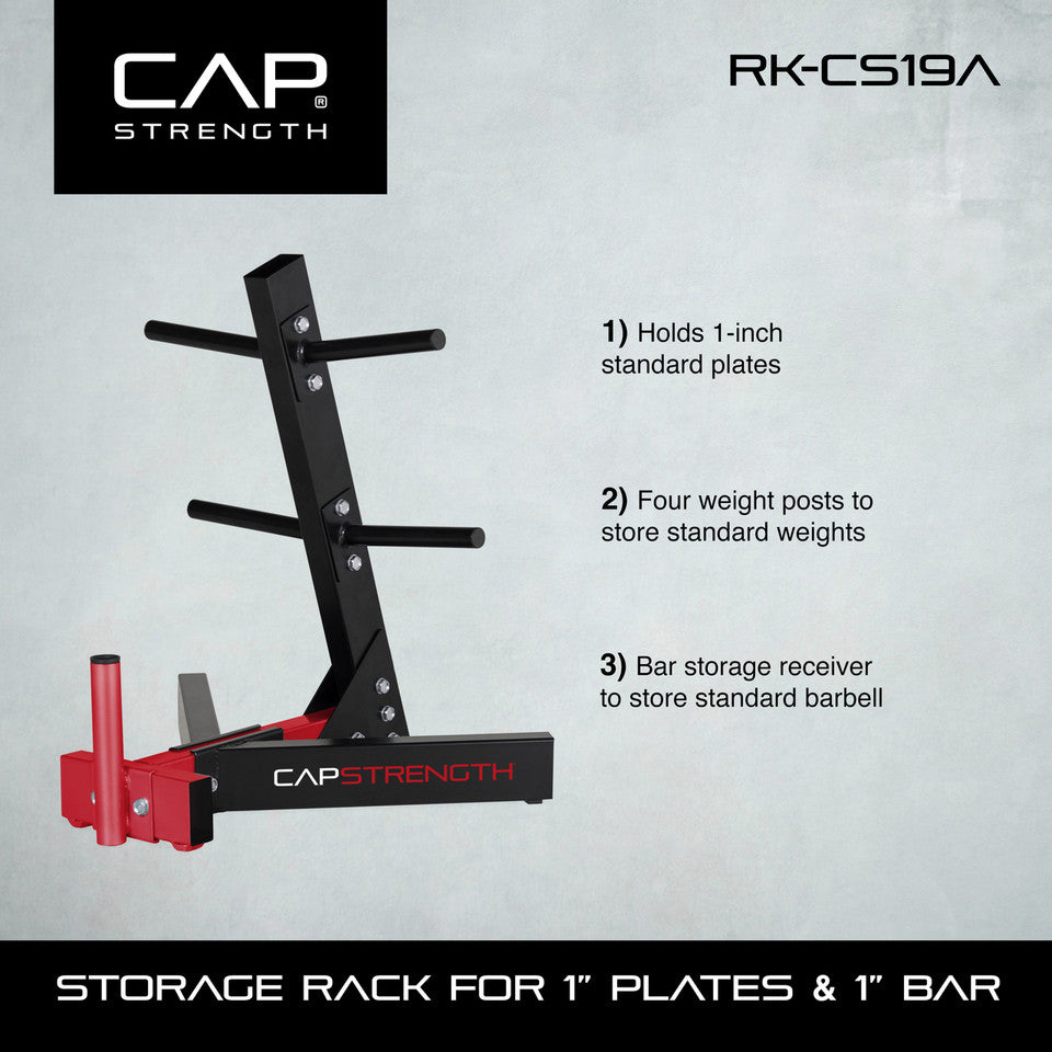 CAP Standard Strength Black/Red Tree Storage Rack for Weights and Bar