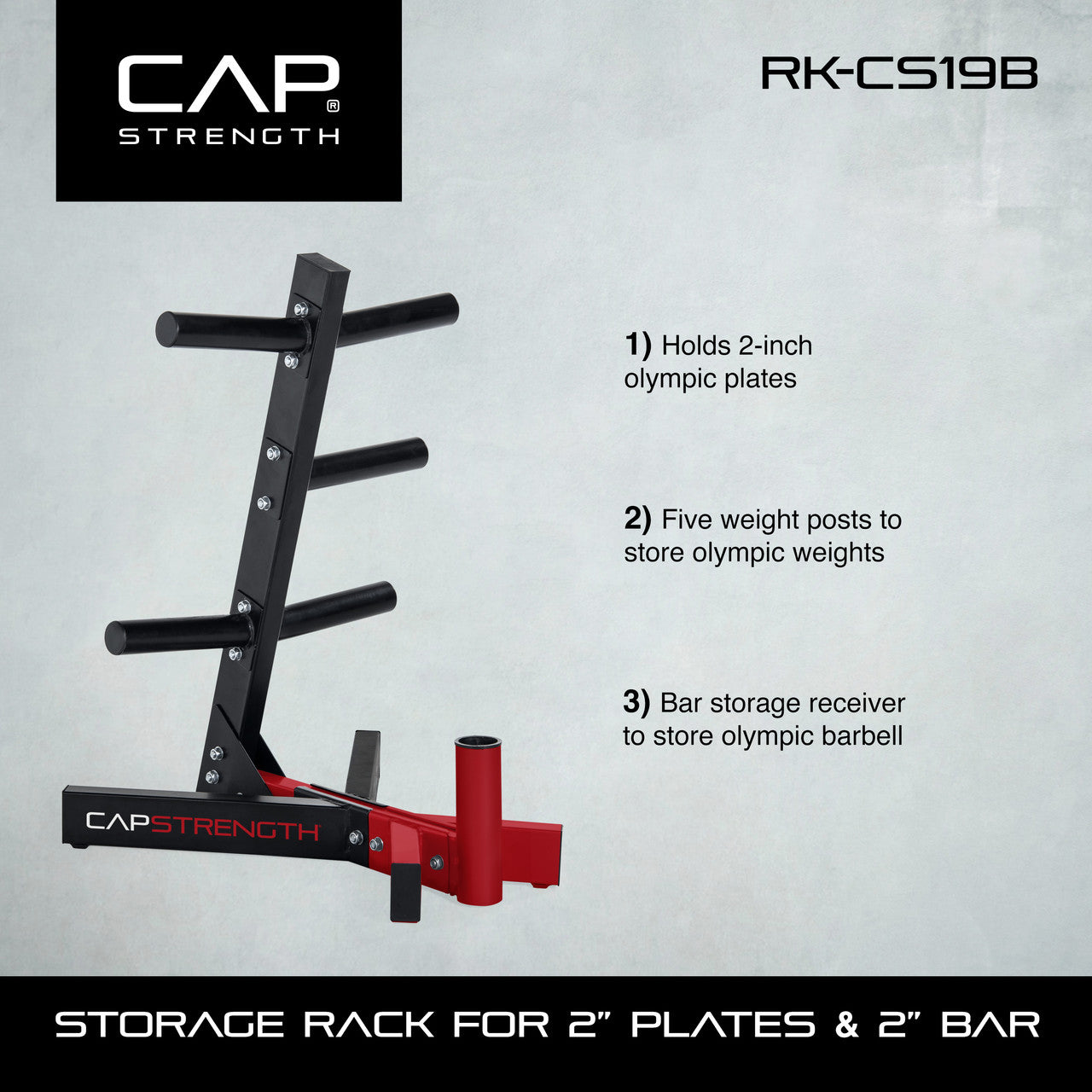 CAP Olympic Strength Black/Red Tree Storage Rack for Weights and Bar
