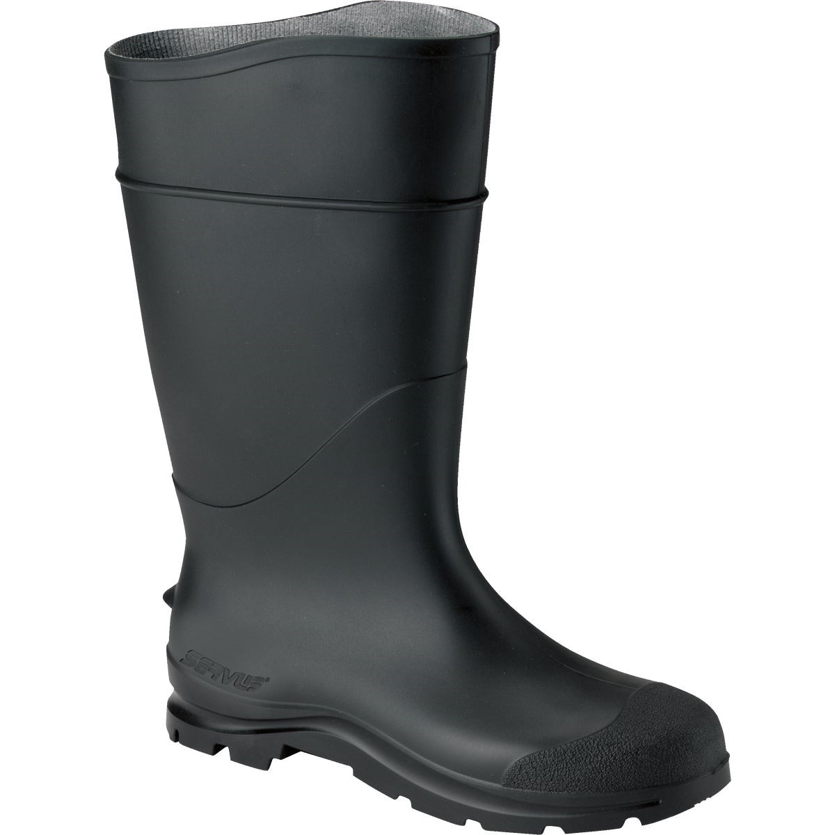 Servus Men's Size 8 Black Plain Toe PVC Rubber Boot