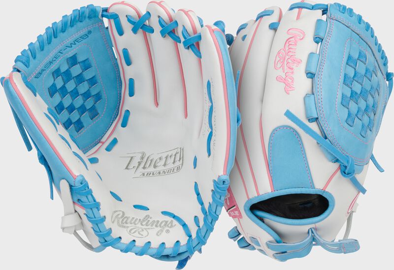 Rawlings Liberty Advanced 12.5-Inch Sofball Glove  - Right Hand Thrower - White/Columbia Blue