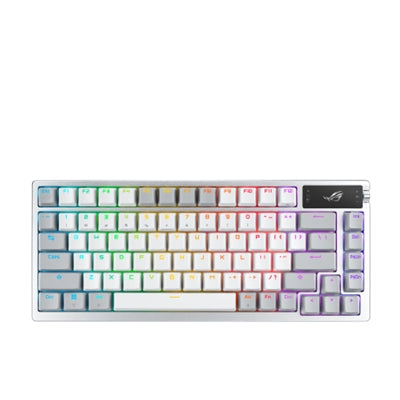 ASUS - ROG Azoth 75 Wireless DIY Custom Gaming Keyboard, OLED Display, Gasket-Mount, Three-Layer Dampening, PBT Keycaps - White