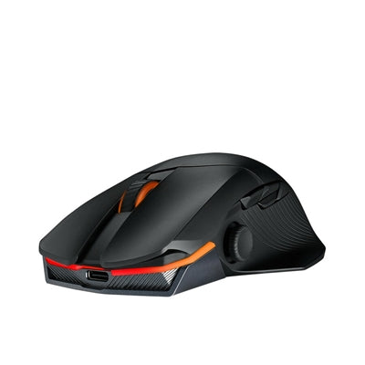 ASUS - ROG Chakram X Wired or Wireless Optical Gaming Mouse with Aura Sync RGB Lighting - Wired - Translucent Black and Silver