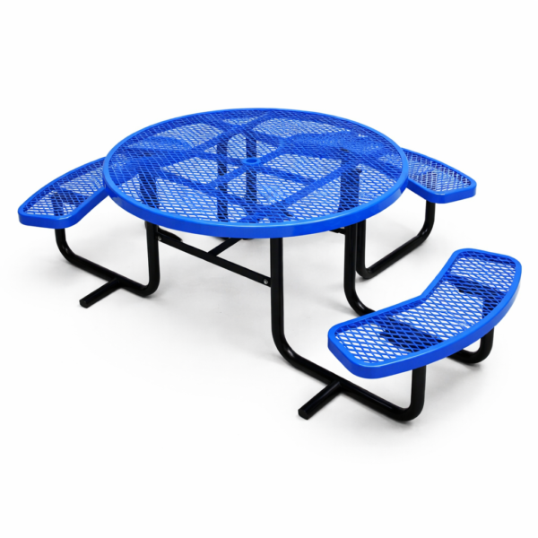 46" ADA Steel Round Picnic Table, Expanded, Metal Outdoor Table, (Blue, 46)