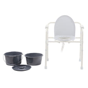 Folding Commode Bucket - Splash Guard and Lid, Grey