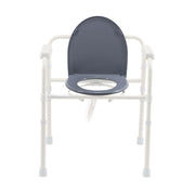 Folding Commode Elongated Seat and Lid, Grey