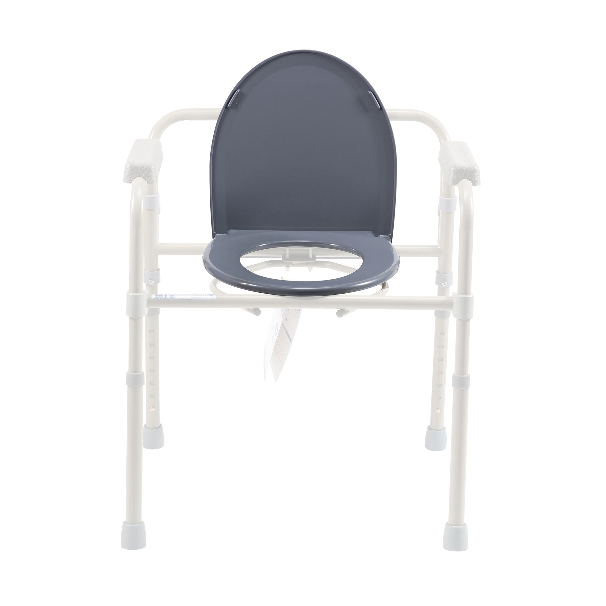 Folding Commode Elongated Seat and Lid, Grey