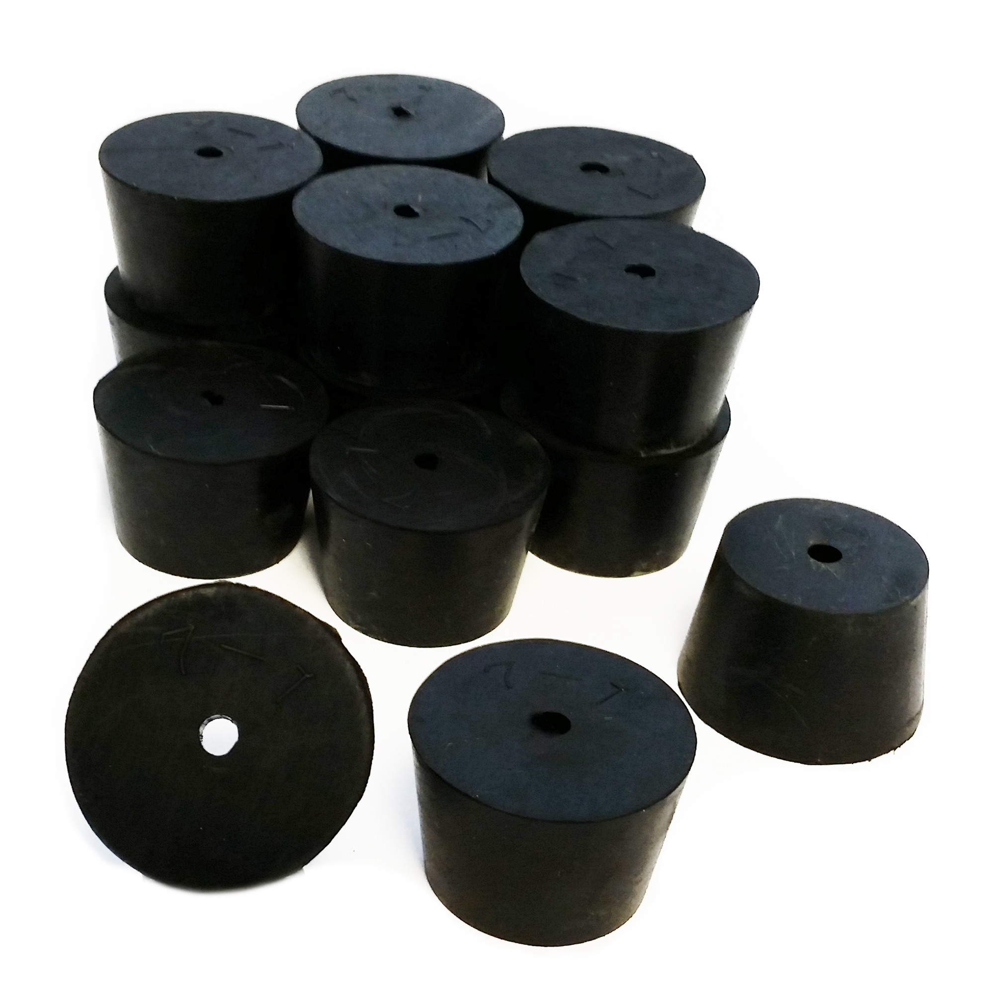 Stopper Rubber Black #7-1 Hole, 1 pound.