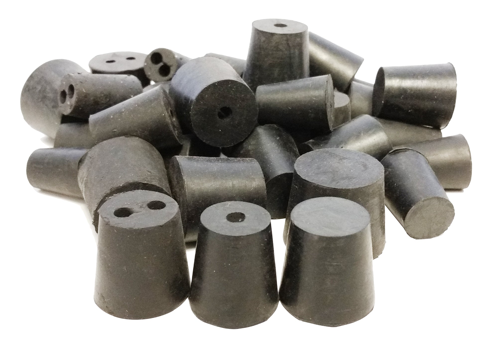 Stopper Rubber Solid, 1 Hole & 2 Hole. One pound.