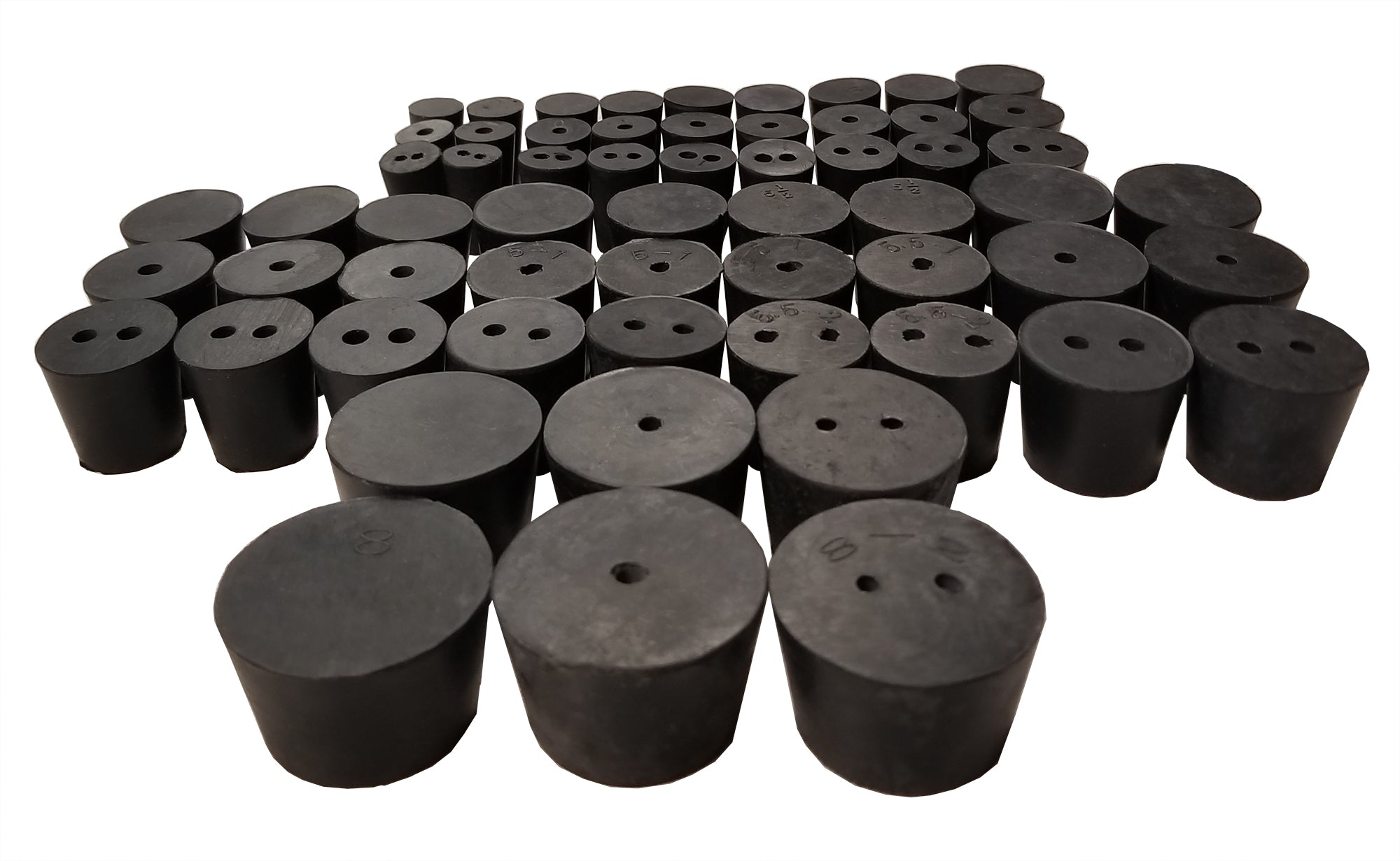 Stopper Rubber Solid, 1 Hole & 2 Hole. Two Pounds.