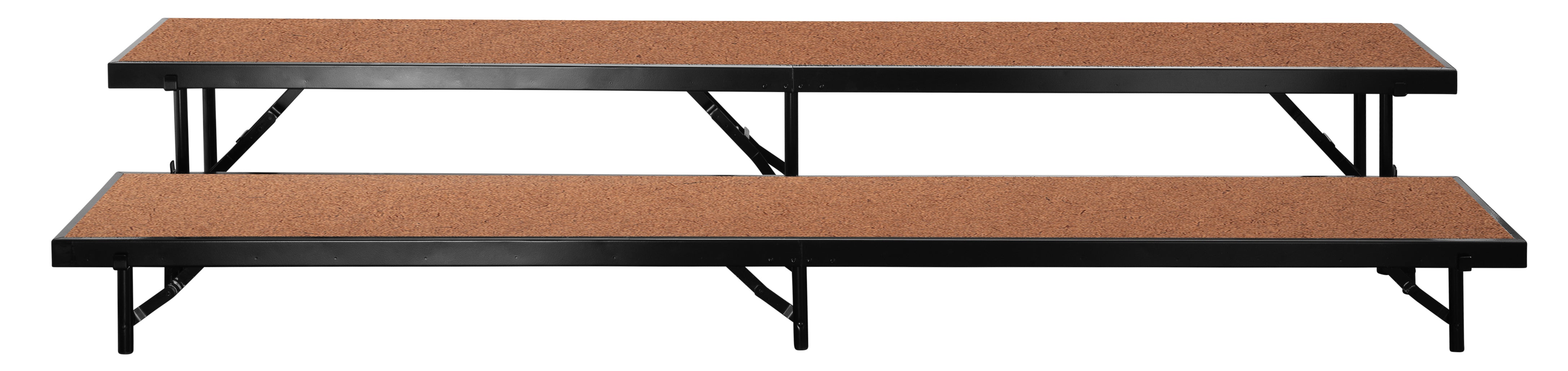 NPS® 2 Level Straight Standing Choral Riser, Hardboard (18" x 96" Platform), Surface Material: Hardboard, Frame Color: Black