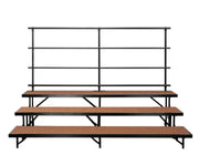 NPS® 3 Level Straight Standing Choral Riser, Hardboard (18" x 96" Platform), Surface Material: Hardboard, Frame Color: Black