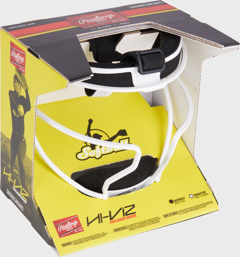 Rawlings Hi-Viz Youth Softball Fielders Mask - White