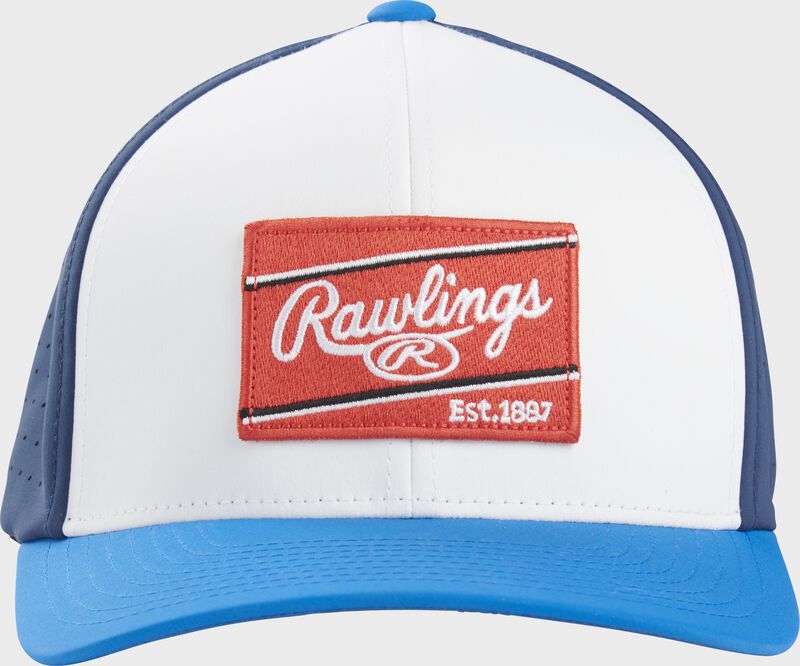 Rawlings Red Patch Hat Flex Fit - Large/Extra Large - White/Navy