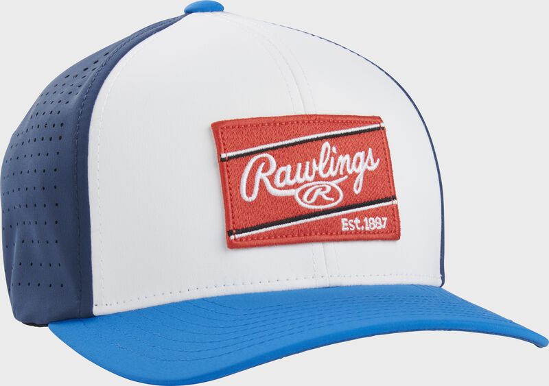 Rawlings Red Patch Hat Flex Fit - Large/Extra Large - White/Navy