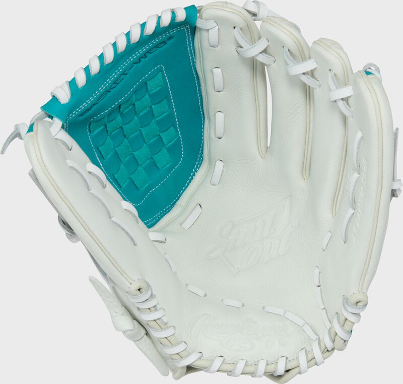 Rawlings Shut Out Series 12-Inch Softball Glove  - Right Hand Thrower - White/Teal