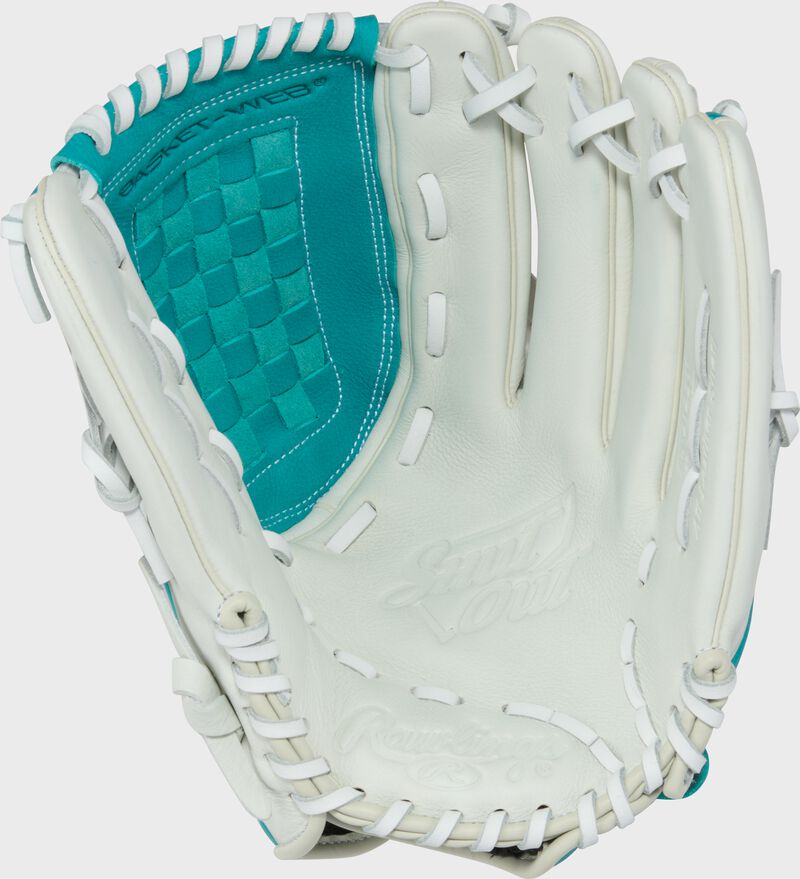 Rawlings Shut Out Series 12.5-Inch Softball Glove  - Right Hand Thrower - White/Teal