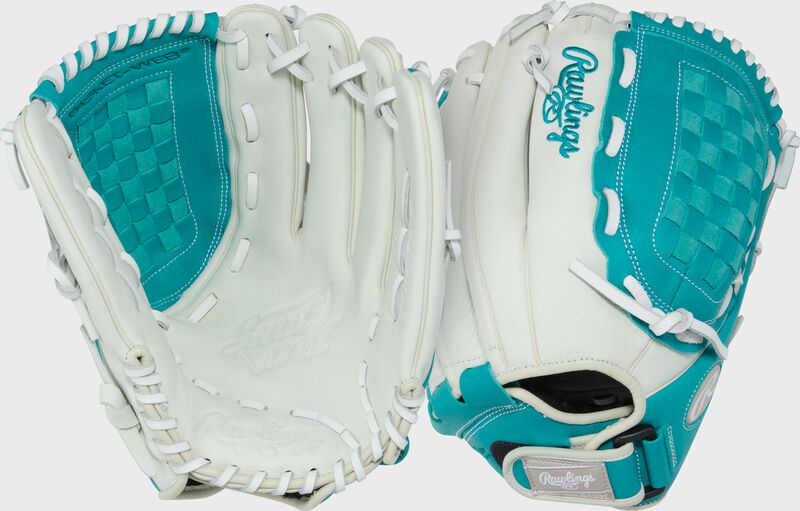 Rawlings Shut Out Series 12.5-Inch Softball Glove  - Right Hand Thrower - White/Teal