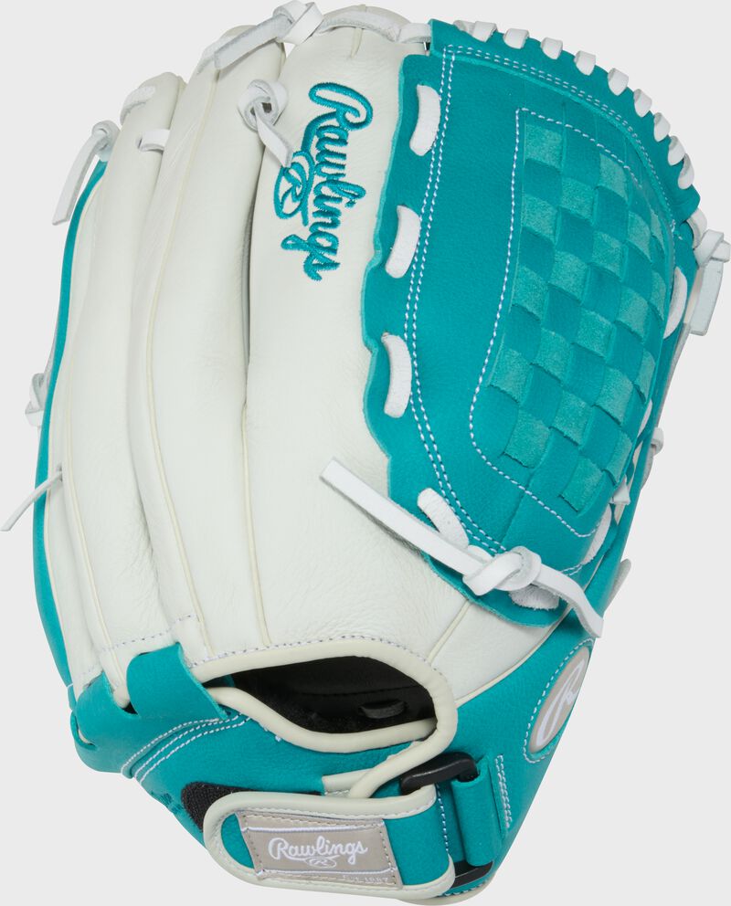 Rawlings Shut Out Series 12.5-Inch Softball Glove  - Left Hand Thrower - White/Teal