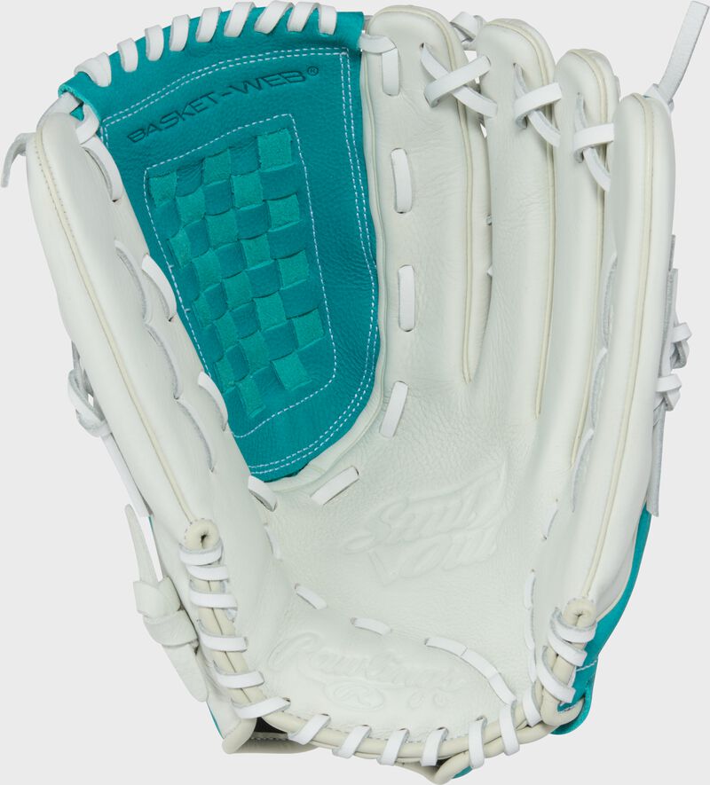 Rawlings Shut Out Series 13-Inch Softball Glove  - Right Hand Thrower - White/Teal