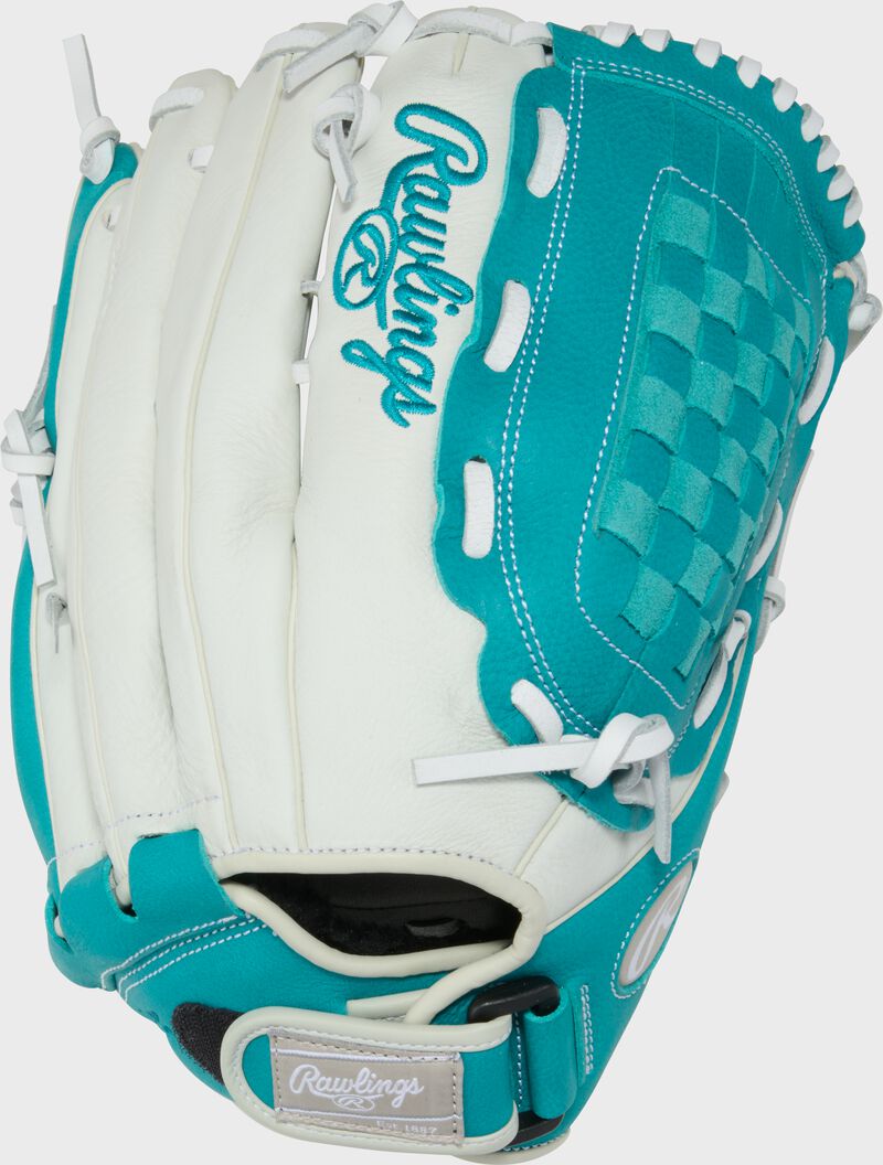 Rawlings Shut Out Series 13-Inch Softball Glove  - Right Hand Thrower - White/Teal