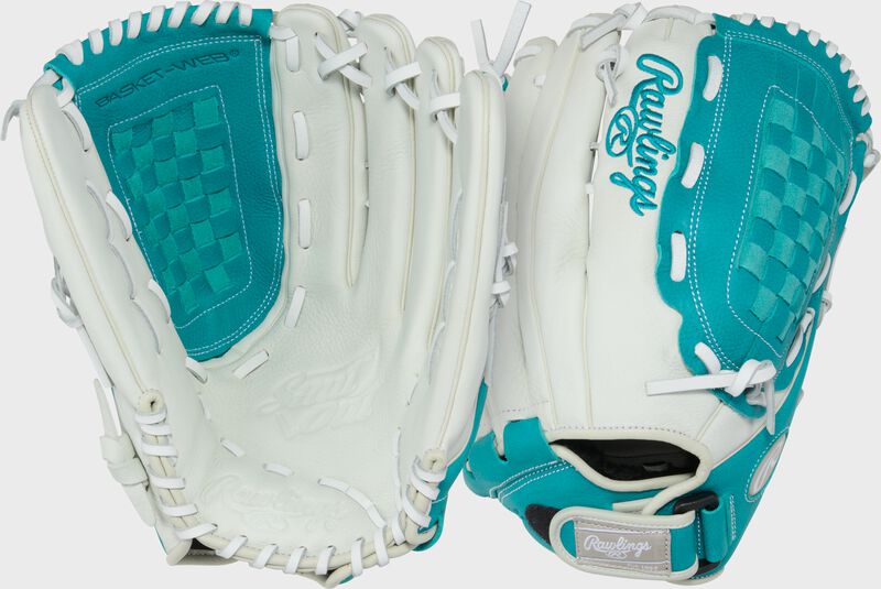 Rawlings Shut Out Series 13-Inch Softball Glove  - Right Hand Thrower - White/Teal