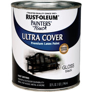 Rust-Oleum Painter's Touch 2X Ultra Cover Premium Latex Paint, Black Gloss, 1 Qt.