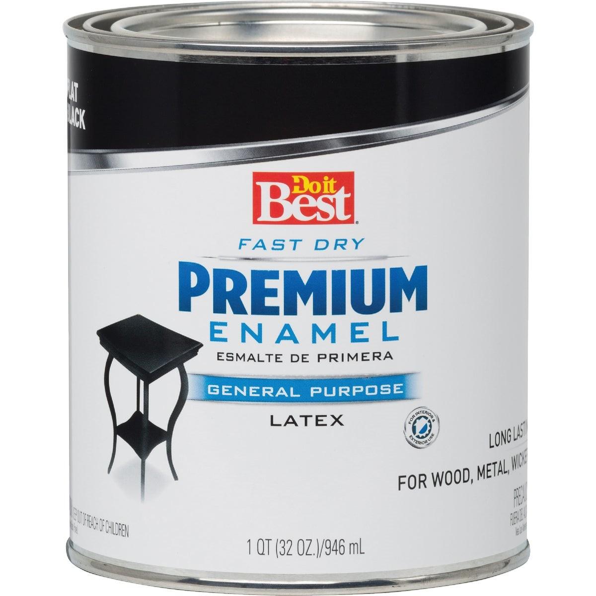 Fast Dry Acrylic Latex Flat Premium Enamel, Black, 1 Qt.