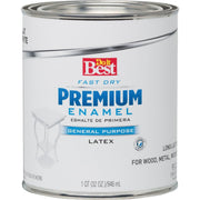 Fast Dry Acrylic Latex Flat Premium Enamel, White, 1 Qt.