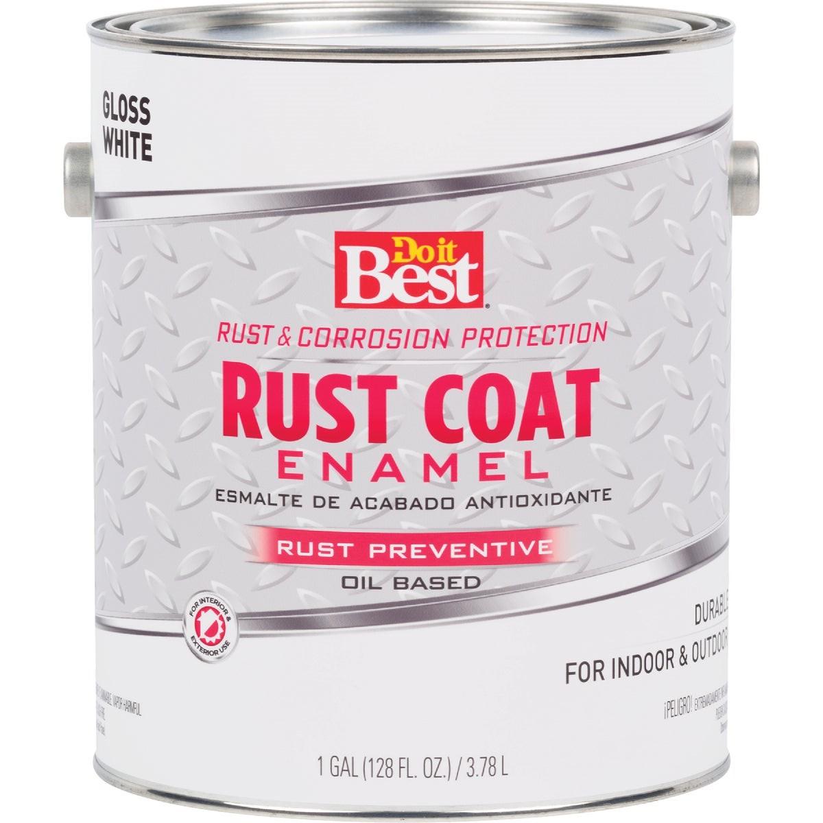 Rust Coat Oil-Based Gloss Enamel, White, 1 Gal.