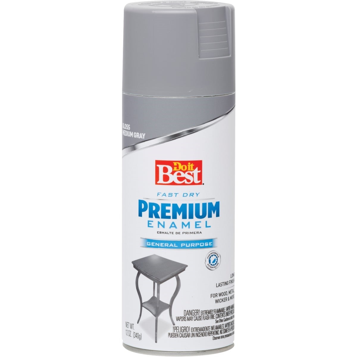 Premium Enamel 12 Oz. Gloss Spray Paint, Medium Gray
