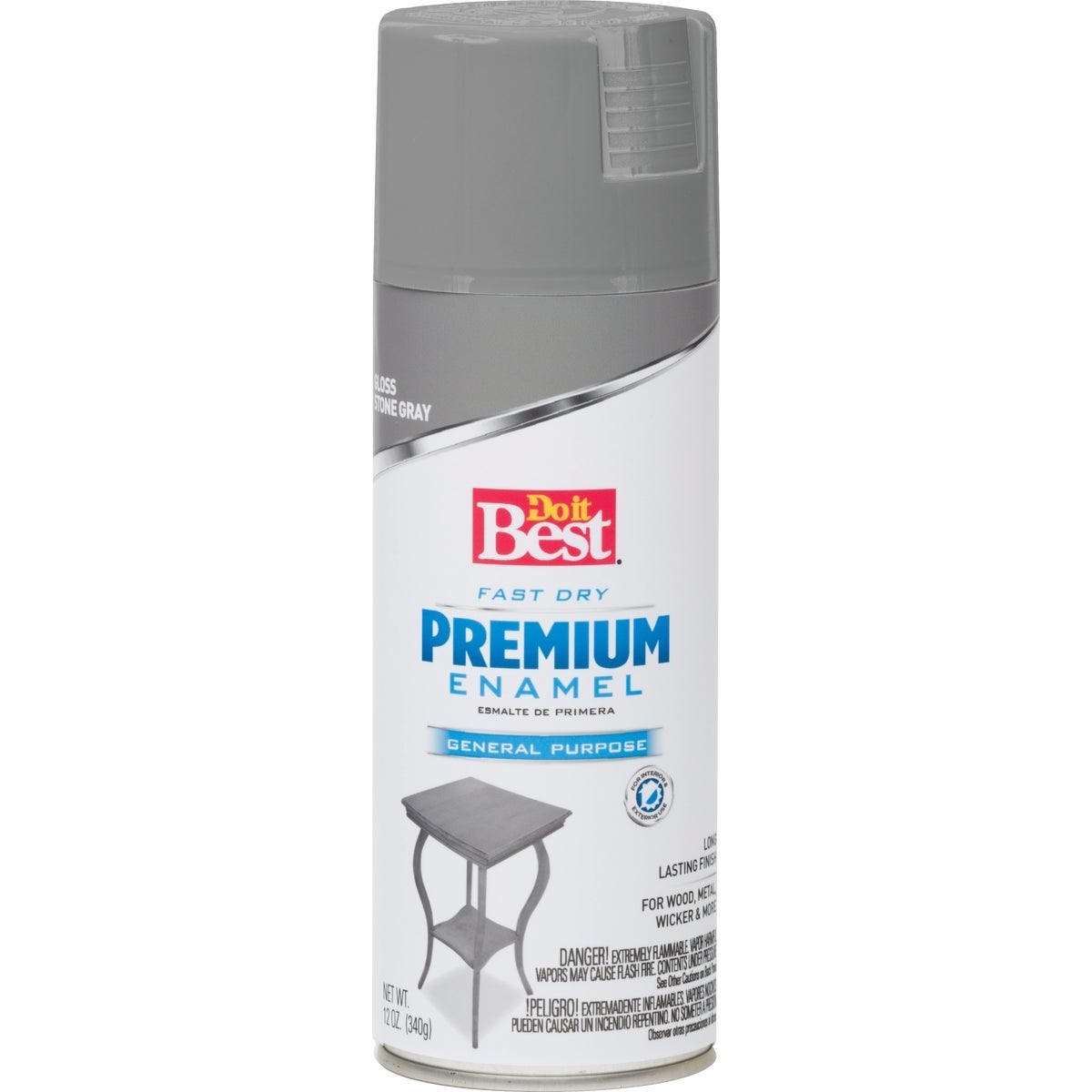 Premium Enamel 12 Oz. Gloss Spray Paint, Stone Gray