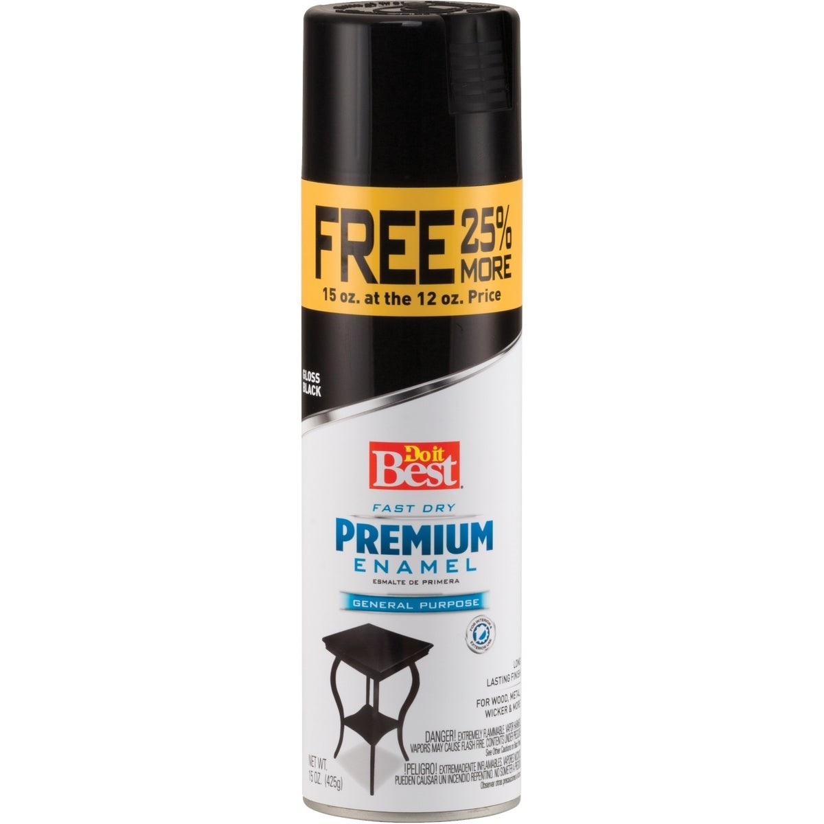 Premium Enamel 15 Oz. Gloss Bonus Can Spray Paint, Black