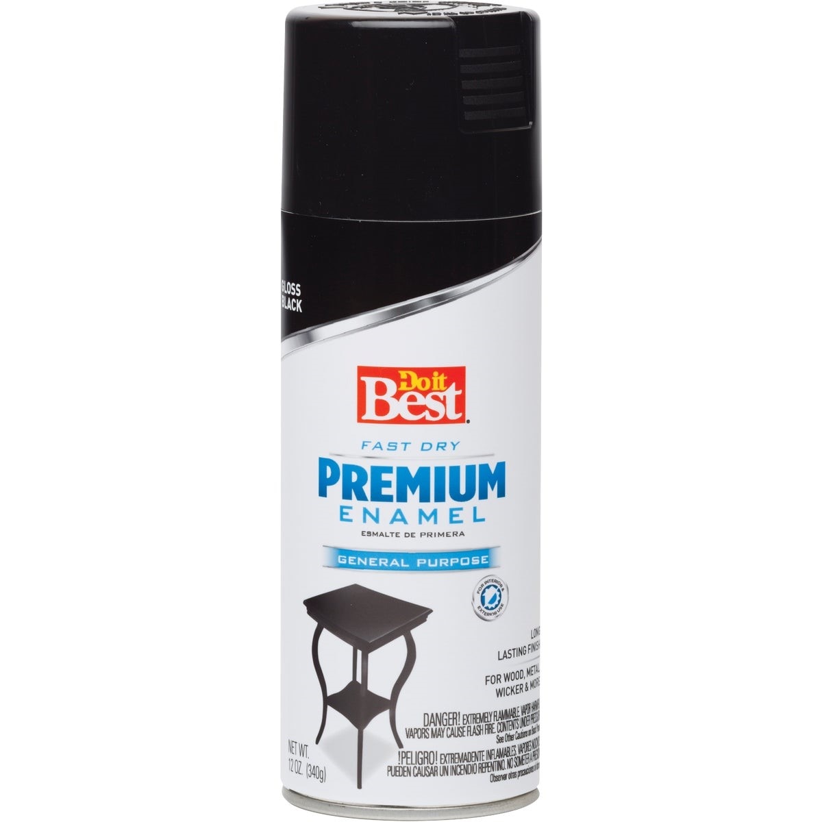 Premium Enamel 12 Oz. Gloss Spray Paint, Black