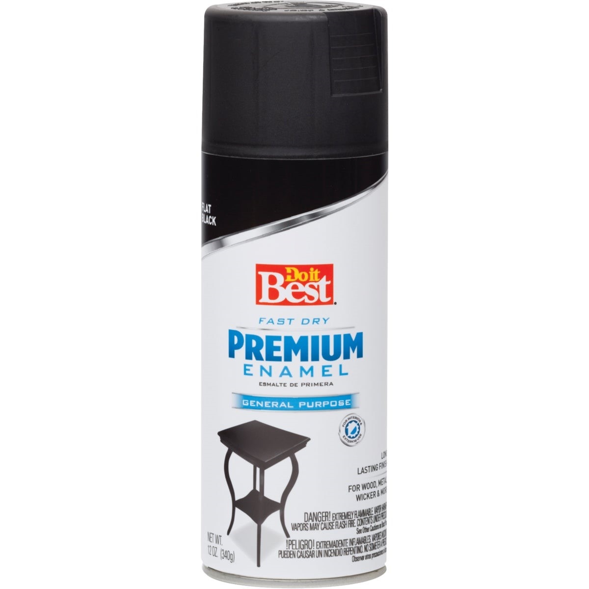 Premium Enamel 12 Oz. Flat Spray Paint, Black