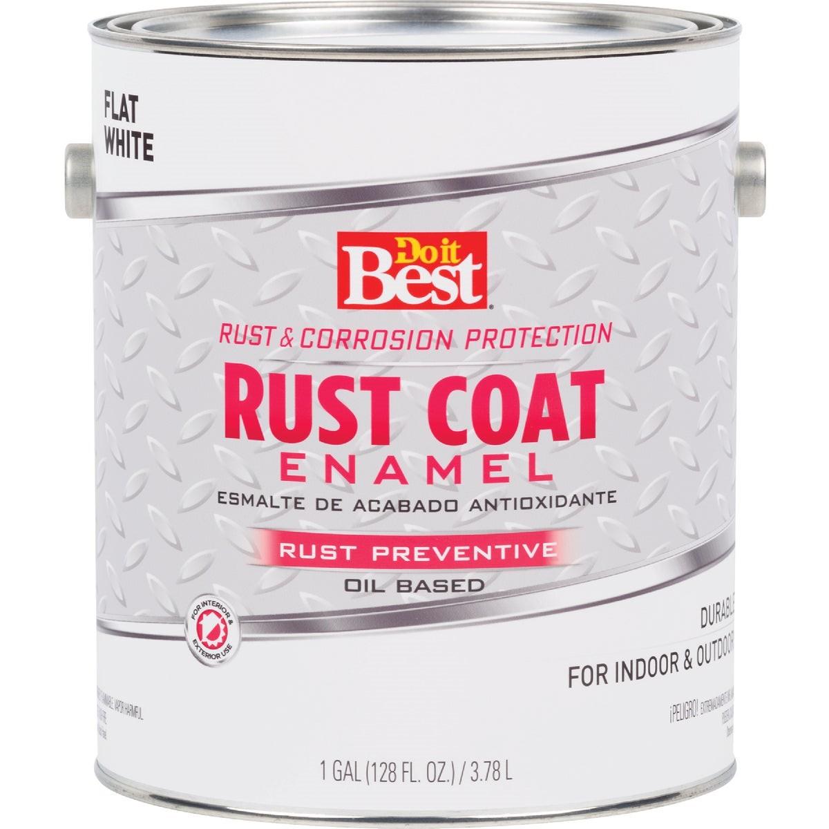 Rust Coat Oil-Based Flat Enamel, White, 1 Gal.