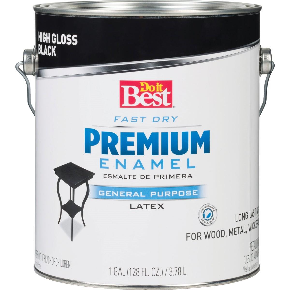 Fast Dry Acrylic Latex Gloss Premium Enamel, Black, 1 Gal.