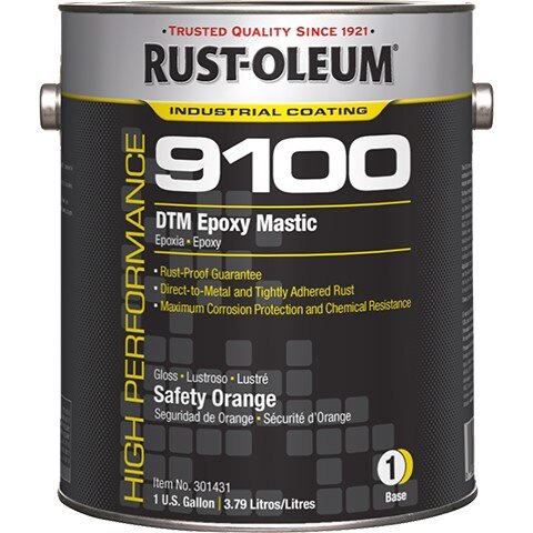 Coating, 9100, 1 gal, Safety Orange, Gloss, Epoxy Mastic