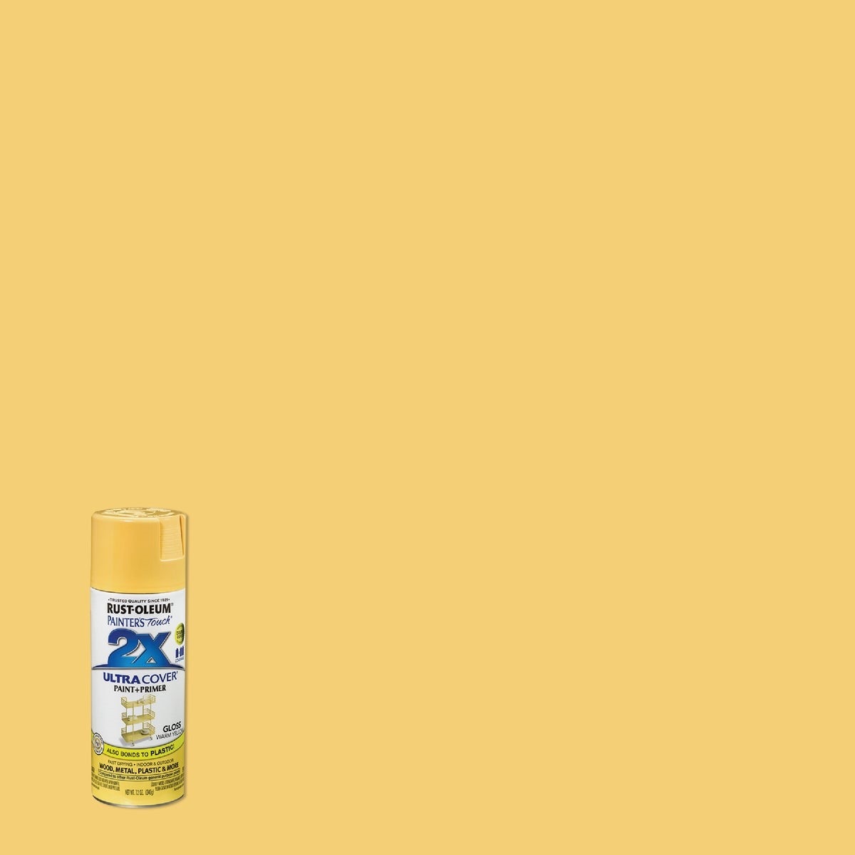 Rust-Oleum Painter's Touch 2X Ultra Cover 12 Oz. Gloss Paint + Primer Spray Paint, Warm Yellow