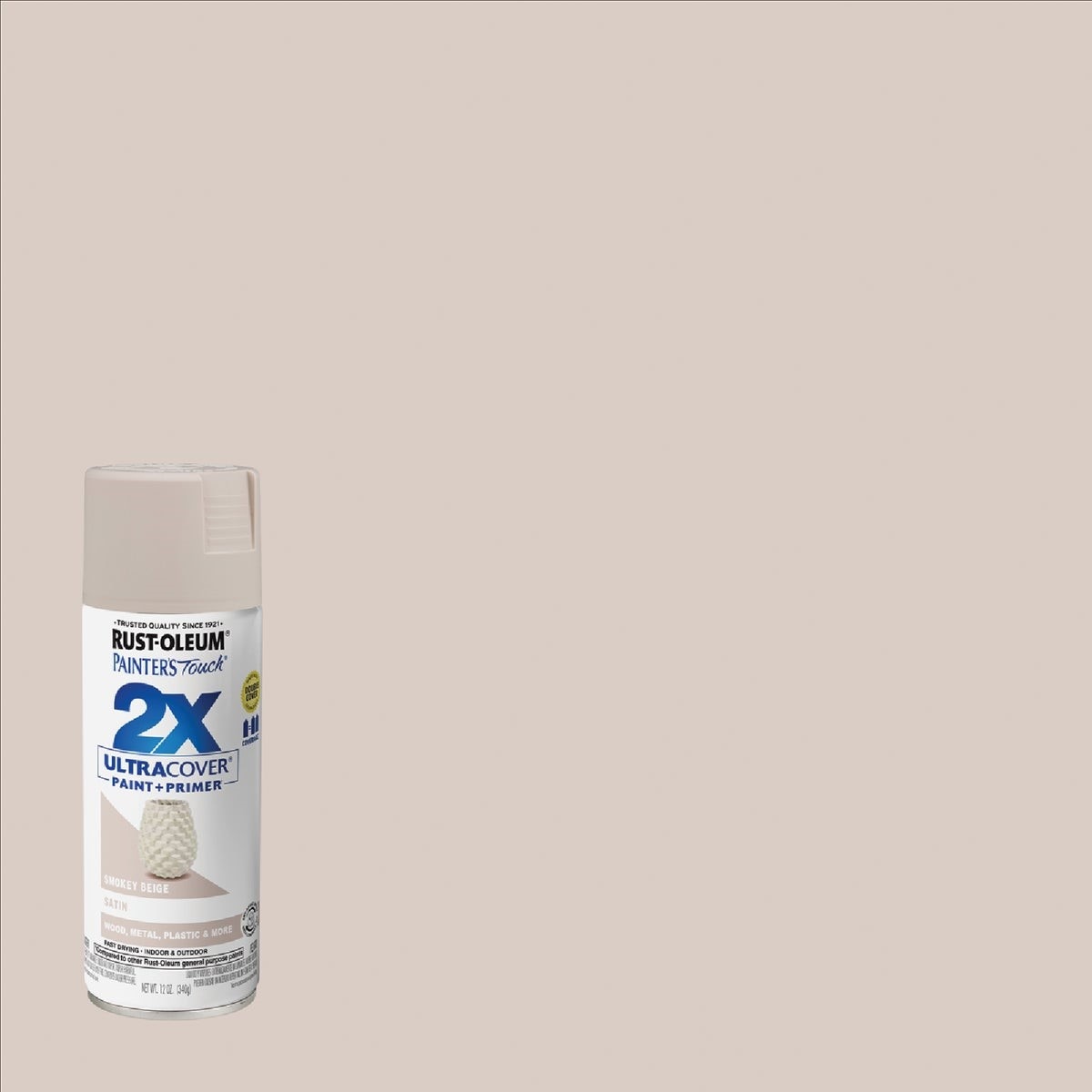 Rust-Oleum Painter's Touch 2X Ultra Cover 12 Oz. Satin Paint + Primer Spray Paint, Smokey Beige